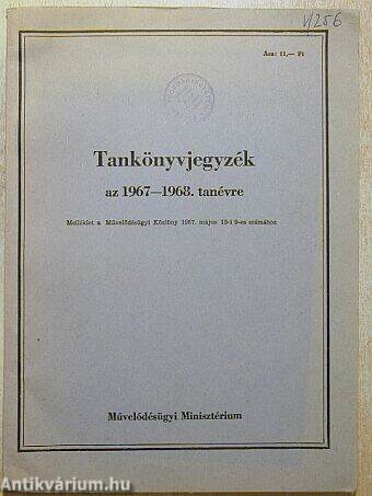 Tankönyvjegyzék az 1967-1968. tanévre