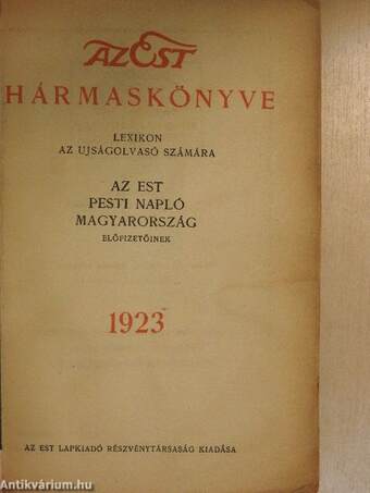 Az Est hármaskönyve 1923.