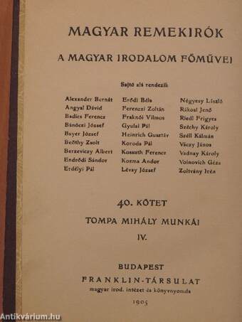 Tompa Mihály munkái IV.