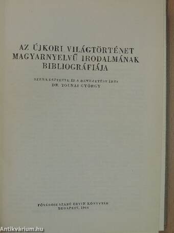 Az újkori világtörténet magyarnyelvű irodalmának bibliográfiája