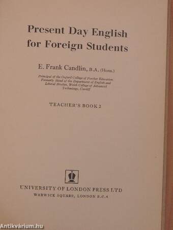 Present Day English for Foreign Students Teachers Book 2.