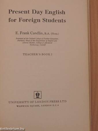 Present Day English for Foreign Students Teachers Book 2.