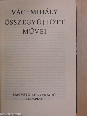 Váci Mihály összegyűjtött művei