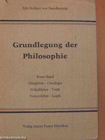 Grundlegung der Philosophie I.