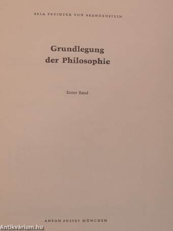 Grundlegung der Philosophie I.