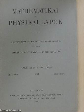 Mathematikai és Physikai Lapok 1908/8.