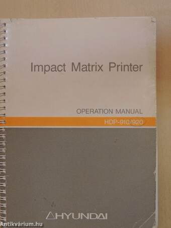 Impact Matrix Printer Operation Manual HDP-910/920