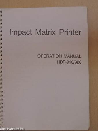 Impact Matrix Printer Operation Manual HDP-910/920