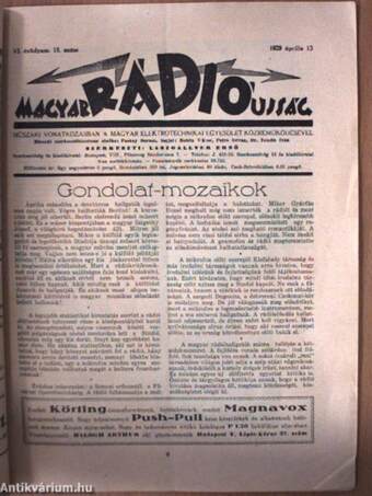 Magyar Rádió Ujság 1929. április 14-20.