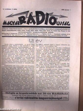 Magyar Rádió Ujság 1928. dec. 30-1929. jan. 5.