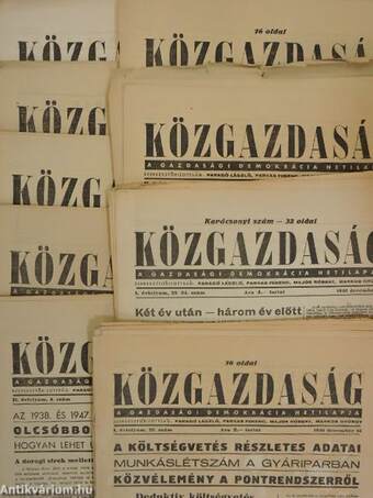 Közgazdaság 1946-1947. (vegyes számok) (9 db)