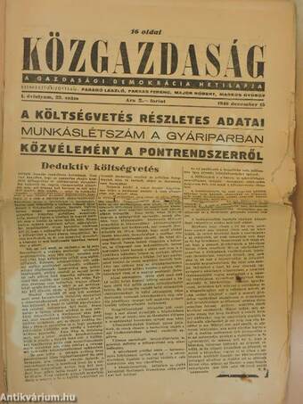 Közgazdaság 1946-1947. (vegyes számok) (9 db)