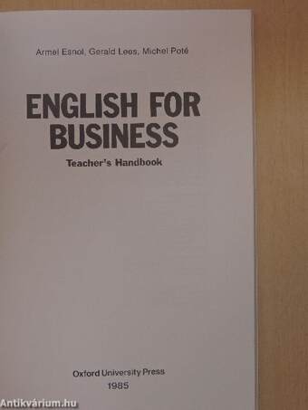 English for Business - Teacher's Handbook