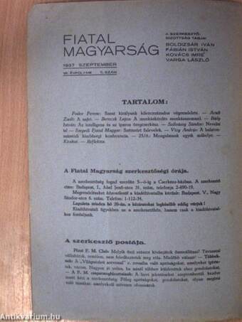 Fiatal magyarság 1937. szeptember