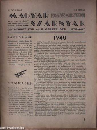 Magyar Szárnyak 1940. január