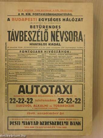 A budapesti egységes hálózat (Budapest és környéke) betűrendes távbeszélő névsora/A budapesti egységes hálózat (Budapest és környéke) távbeszélő szaknévsora