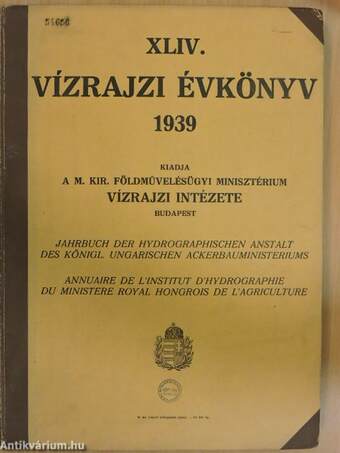 XLIV. vízrajzi évkönyv 1939