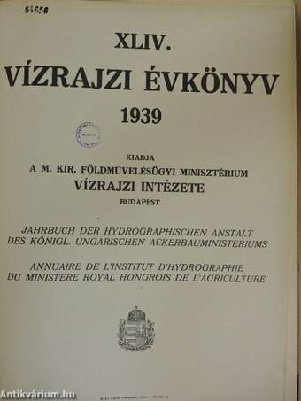 XLIV. vízrajzi évkönyv 1939