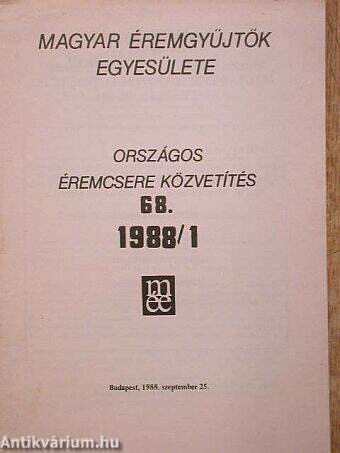 Magyar Éremgyűjtők Egyesülete Országos éremcsere közvetítés 1988/1