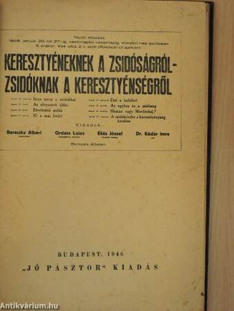 Keresztyéneknek a zsidóságról - Zsidóknak a keresztyénségről