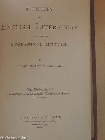 A history of english literature in a series of biographical sketches