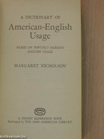 A Dictionary of American-English Usage