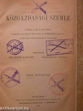Közgazdasági Szemle 1900.