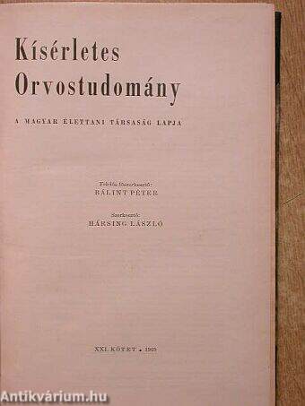 Kísérletes Orvostudomány 1969. január-december