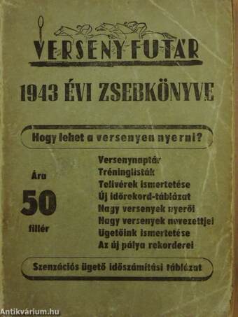 Verseny futár 1943. évi zsebkönyve (rossz állapotú)