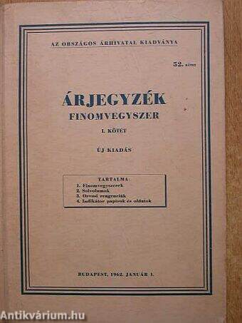 Árjegyzék - Finomvegyszer I-II. (töredék)