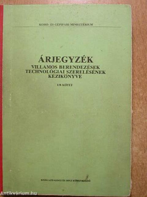 Árjegyzék I/B kötet (töredék)