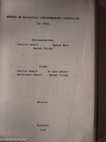 Műszaki ellenőrzési- és selejt-ügyvitel, selejt-analitika/A Marx Károly Közgazdaságtudományi Egyetem 1959-ben végzett gazdasági mérnökök tájékoztatója/Sugárvédelem/Gépismeret/Röntgentechnológia/Röntgen és radiológiai durvaszerkezeti vizsgálatok II.