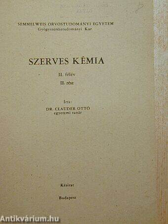 Szerves kémia II/II.