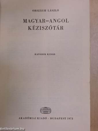 Magyar-angol kéziszótár