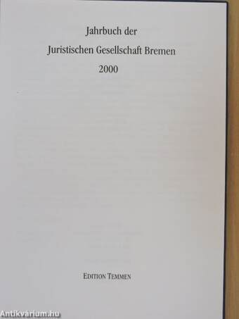 Jahrbuch der Juristischen Gesellschaft Bremen 2000