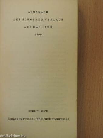 Almanach des Schocken Verlags auf das Jahr 5699