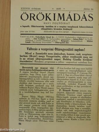 Örökimádás 1938/6.