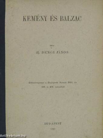Kemény és Balzac