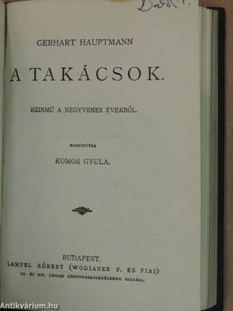 A társadalom támaszai/Rosmersholm/A takácsok/"Remény"