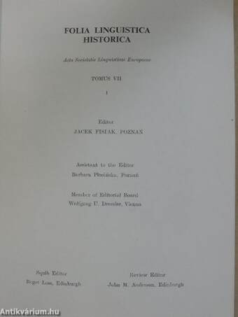 Folia Linguistica Historica 1986/1.