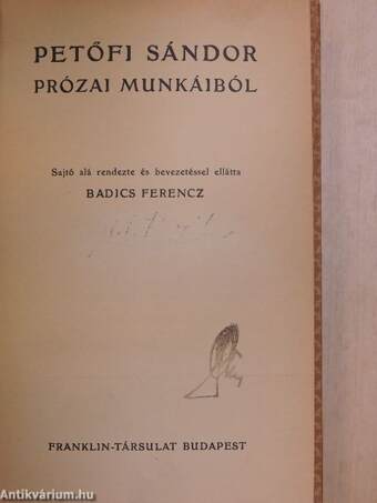 Petőfi Sándor prózai munkáiból