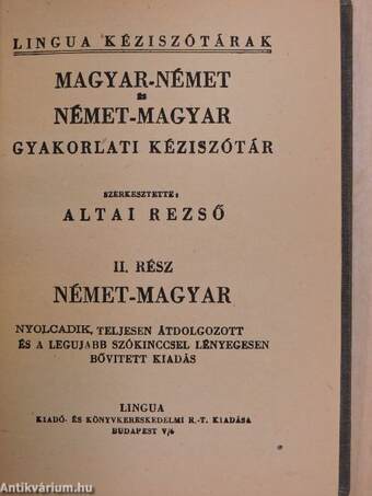 Magyar-német és német-magyar gyakorlati kéziszótár II.