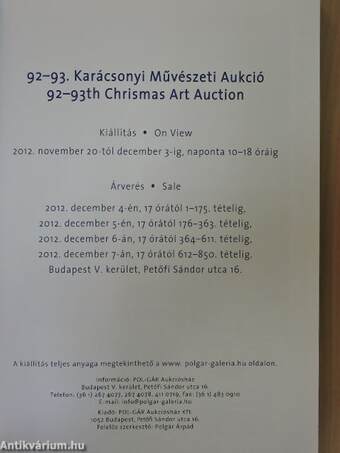 92-93. Karácsonyi Művészeti Aukció