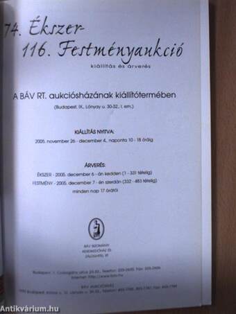 74. Ékszer-, 116. Festményaukció