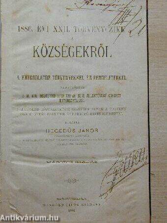 1886. évi XXII. törvényczikk a községekről