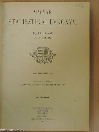 Magyar Statisztikai Évkönyv 1943-1946.