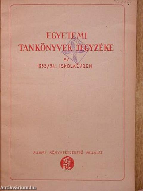 Egyetemi tankönyvek jegyzéke az 1953/54. iskolaévben