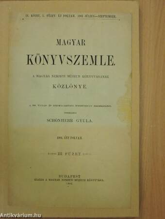 Magyar Könyvszemle 1901. július-szeptember
