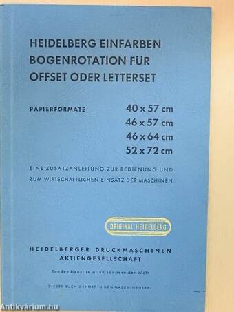 Heidelberg Einfarben Bogenrotation für Offset oder Letterset