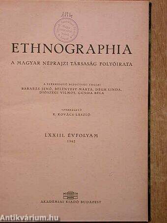 Ethnographia 1962/1-4.